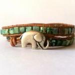 Lucky Elephant Double Wrap Bracelet, African..