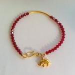 Lucky Elephant Charm Bracelet, Ruby Red And..