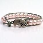 Lucky Elephant Pearl Wrap Bracelet, Lucky Elephant..