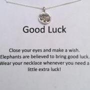 GOOD LUCK Elephant Necklace, Sterling Silver Elephant Charm and Chain, Bridesmaid Gift, Good Luck