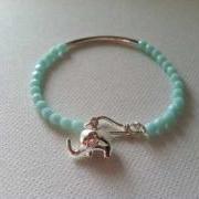 Turquoise and Sterling Silver Lucky Elephant Chram Bracelet, Perfect Christmas Gift for Her