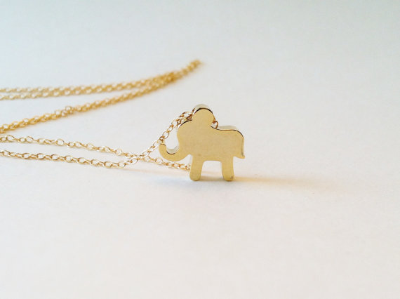 Gold Lucky Elephant Necklace, Elephant Charm, Good Luck Elephant