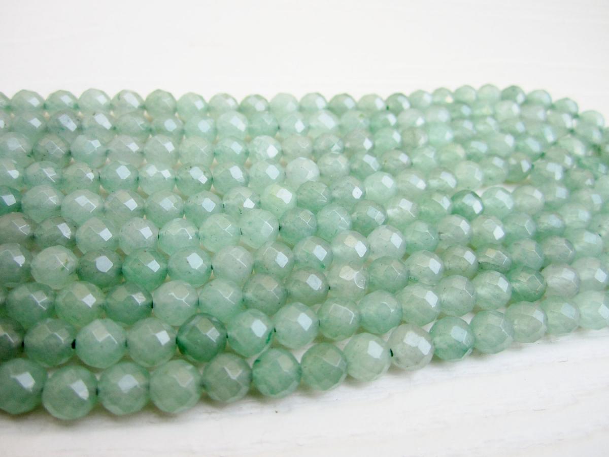 6mm Green Faceted Adventurine Gemstones